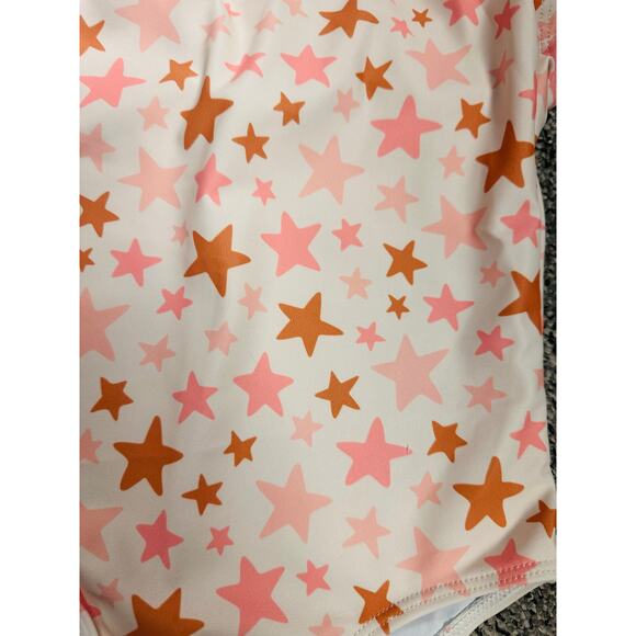 Girls Size 6 One-Piece Swimsuit – Star Print – Pink & Orange - Picture 4 of 10